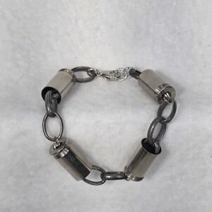 Handmade Bullet Casing Metal Link Bracelet Grunge Punk Industrial CyberCore 9.75